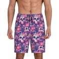 thumbnail image 3 of Lsque cool Skull flower colorful Mens Sleep Pajama Shorts,Short Pajama Pants, Cotton Ultra-Soft Knit-Medium, 3 of 9