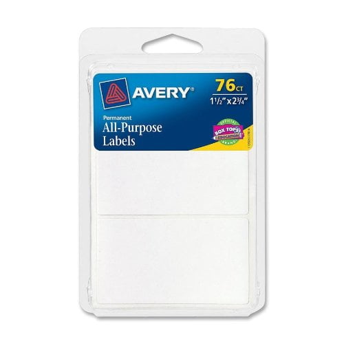 Avery All-Purpose Labels 1.5 x 2.75 Inches White 76 Labels (6117) - Walmart.com - Walmart.com