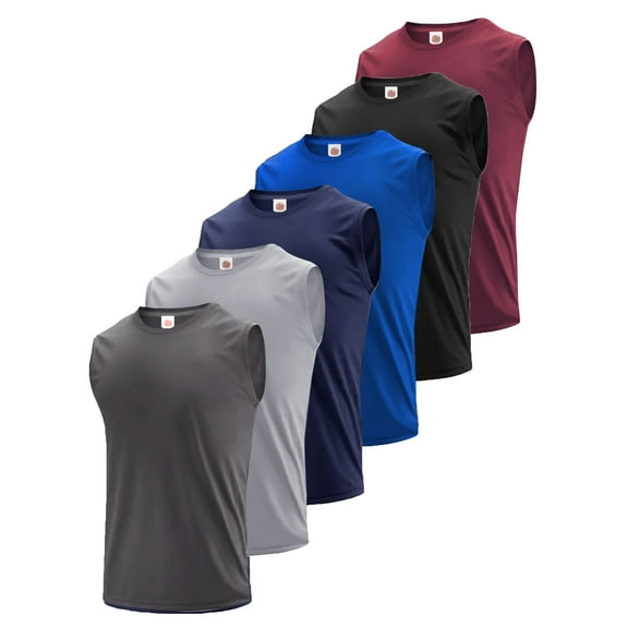 MANSENHUG Men's 6 Pack Tank Tops Sleeveless Workout Quick Drying Shirts Gym Muscle Shirts Athletic Bodybuilding Tee