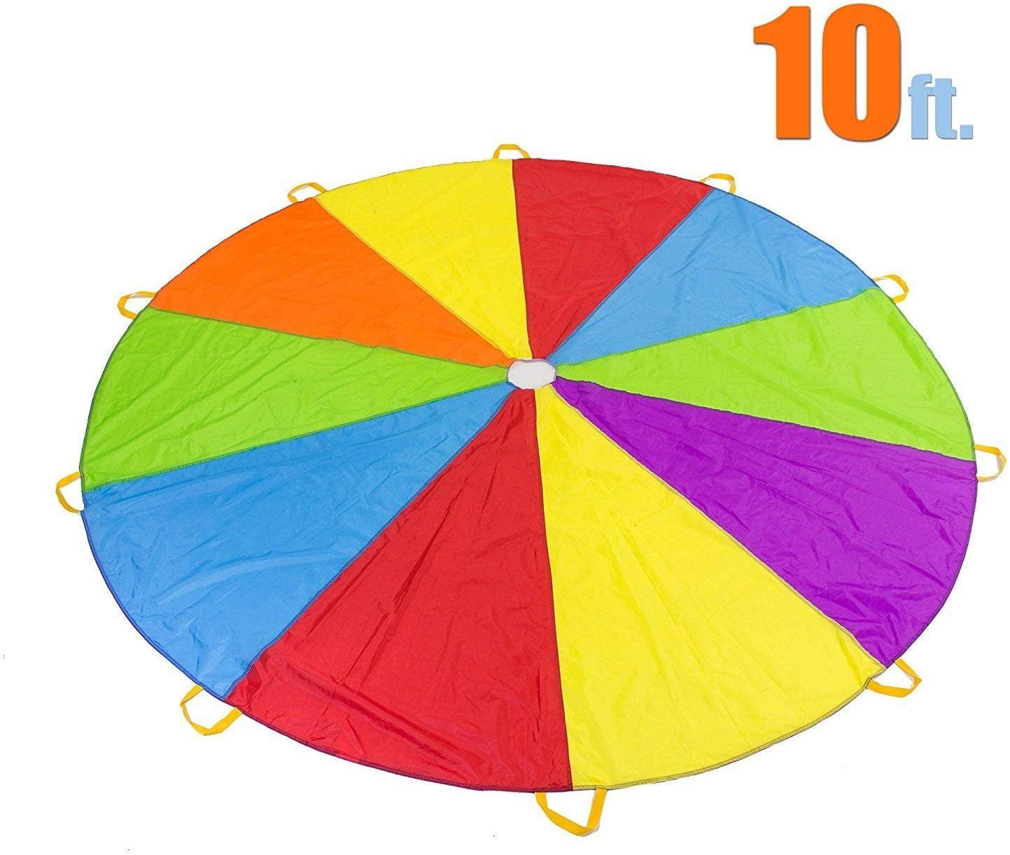 10 Foot Play Parachute with 10 Handles Multicolored Parachute for