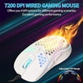 thumbnail image 3 of Honeycomb Wired Gaming Mouse with RGB On/Off Switch, 7200 Adjustable DPI, Ergonomic Lightweight Design & High Precision Sensor for PC/Mac Gamers (White), 3 of 6