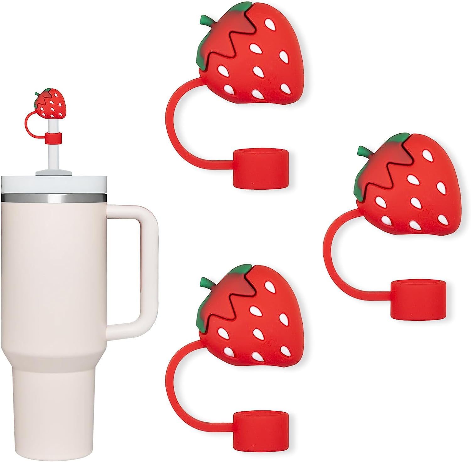 3 Pack Compatible with Stanley 30&40 Oz Tumbler, 10mm Straw Covers Cap, Cute Silicone Straw