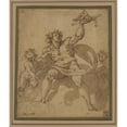 thumbnail image 2 of Jacopo Zucchi 12x14 Gold Ornate Wood Frame and Double Matted Museum Art Print Titled - An Allegory of Architecture; a Male Figure with Two&nbsp;Putti (ca.&nbsp;1585), 2 of 4