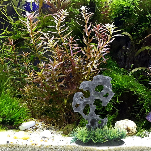 EXHUMKY Accesorio De Resina Para Acuario Piedra Falsa Con De