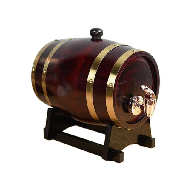 Barril de vino con soporte, dispensador de barril de madera, decoración portátil con grifo, barril de vino de madera para cerveza, hogar, clubes, , 1.5L 15 litros