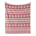 thumbnail image 1 of Tribal Soft Flannel Fleece Throw Blanket, Rhythmic Modernized Motifs Elements Art, Cozy Plush for Indoor and Outdoor Use, 60" x 80", Pale Ruby Apricot, by Ambesonne, 1 of 5