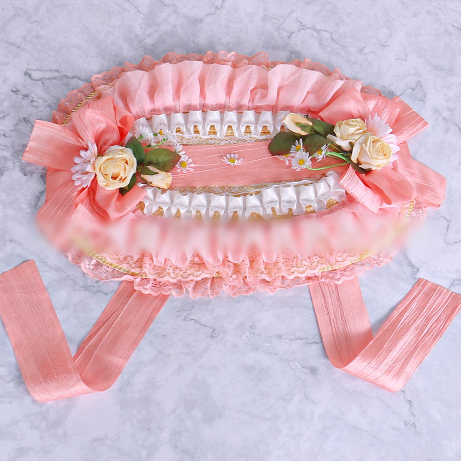 Breathable Straw Bonnet Hat Comfortable Victorian Theme Fascinator Hat With Lace Trim and Flower For Cosplay Gatherings