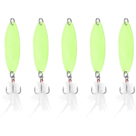 Fishing Spoons Fishing Lures Glow in the Dark Casting Spoon Treble Hook Jigs Spinner Baits for Freshwater Saltwater