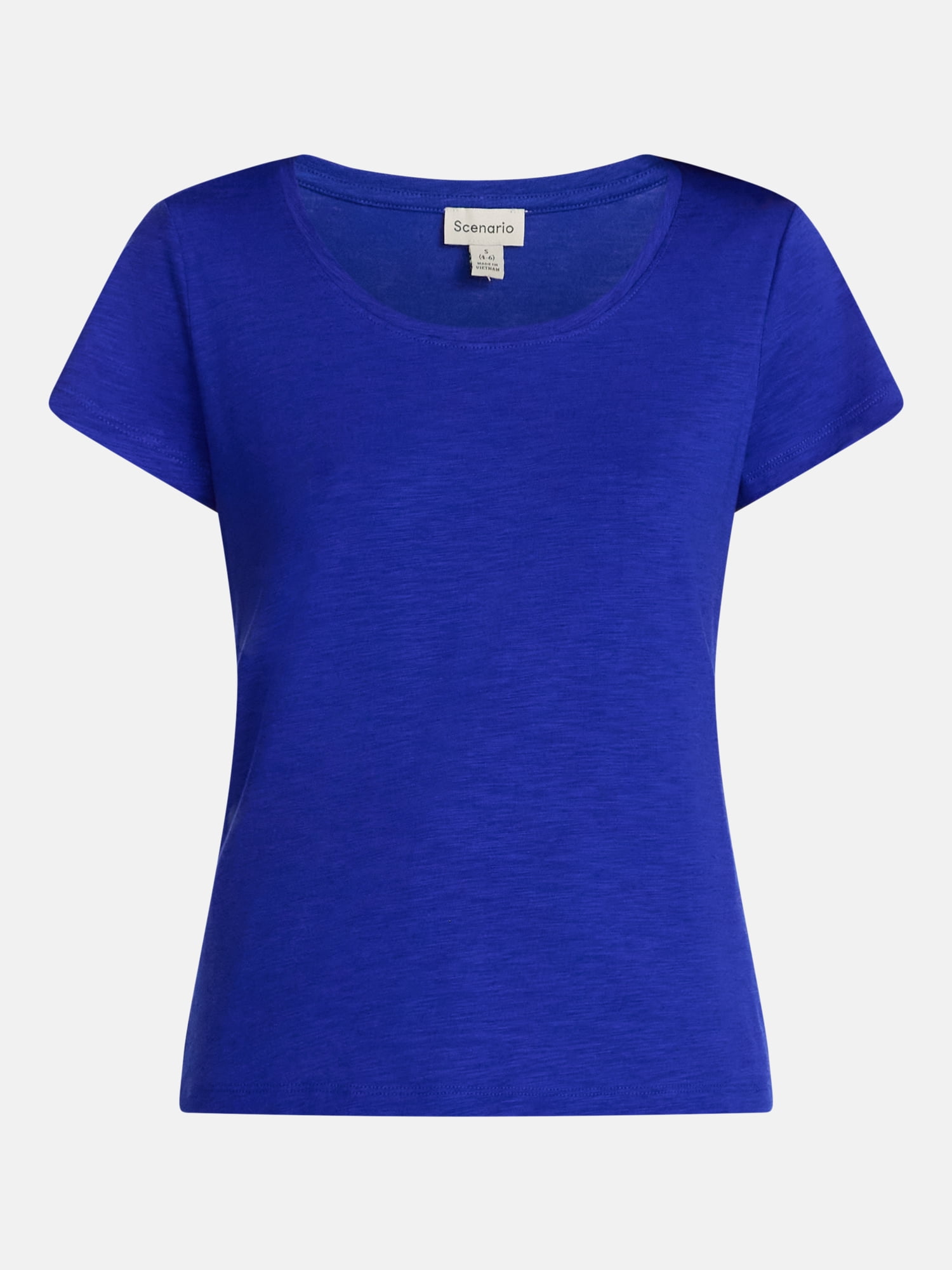 Scenario Women's Scoop Neck Tee with Cap Sleeves, Sizes XS-XXXL