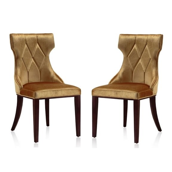 Manhattan Comfort Reine 18.5" Velvet Dining Chair in Antique Gold (Set of 2)