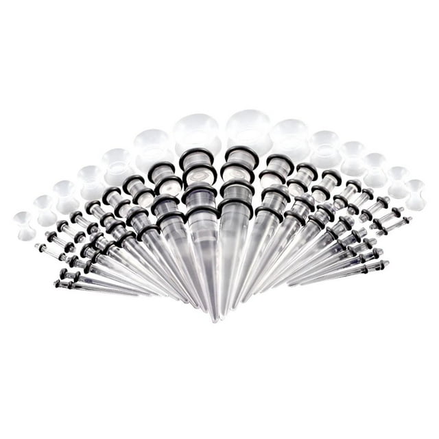Lote de 50 dilatadores de acrílico para orejas, expansores y joyería corporal. 50 piezas-claro