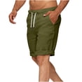 thumbnail image 7 of DDAPJ pyju Mens Cotton Linen Shorts Casual Drawstring Elastic Waist Lightweight Breathable Bermuda Summer Beach Short Pant for Men Army Green M, 7 of 7