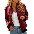 thumbnail image 2 of Bomber Jacket Women Fall Lightweight Long Sleeve Relaxed Fit Casual Zip Up Jackets Outerwear with Pockets, 2 of 6