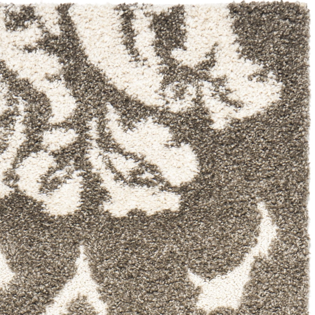 SAFAVIEH Florida Merrick Floral Shag Runner Rug, Smoke/Beige, 2'3" x 11'
