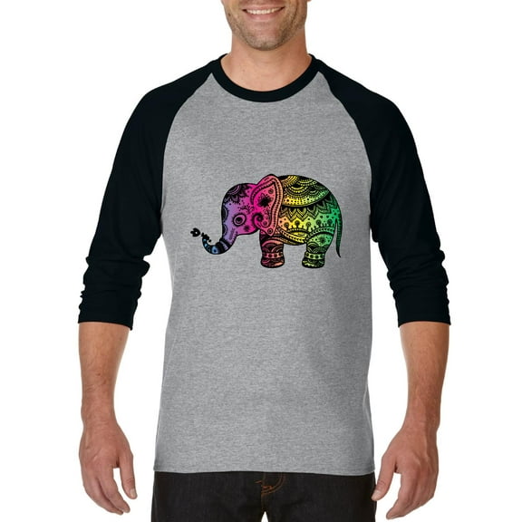 Artix - Mens Raglan Sleeve Baseball T-Shirts, up to Size 3XL - Elephant