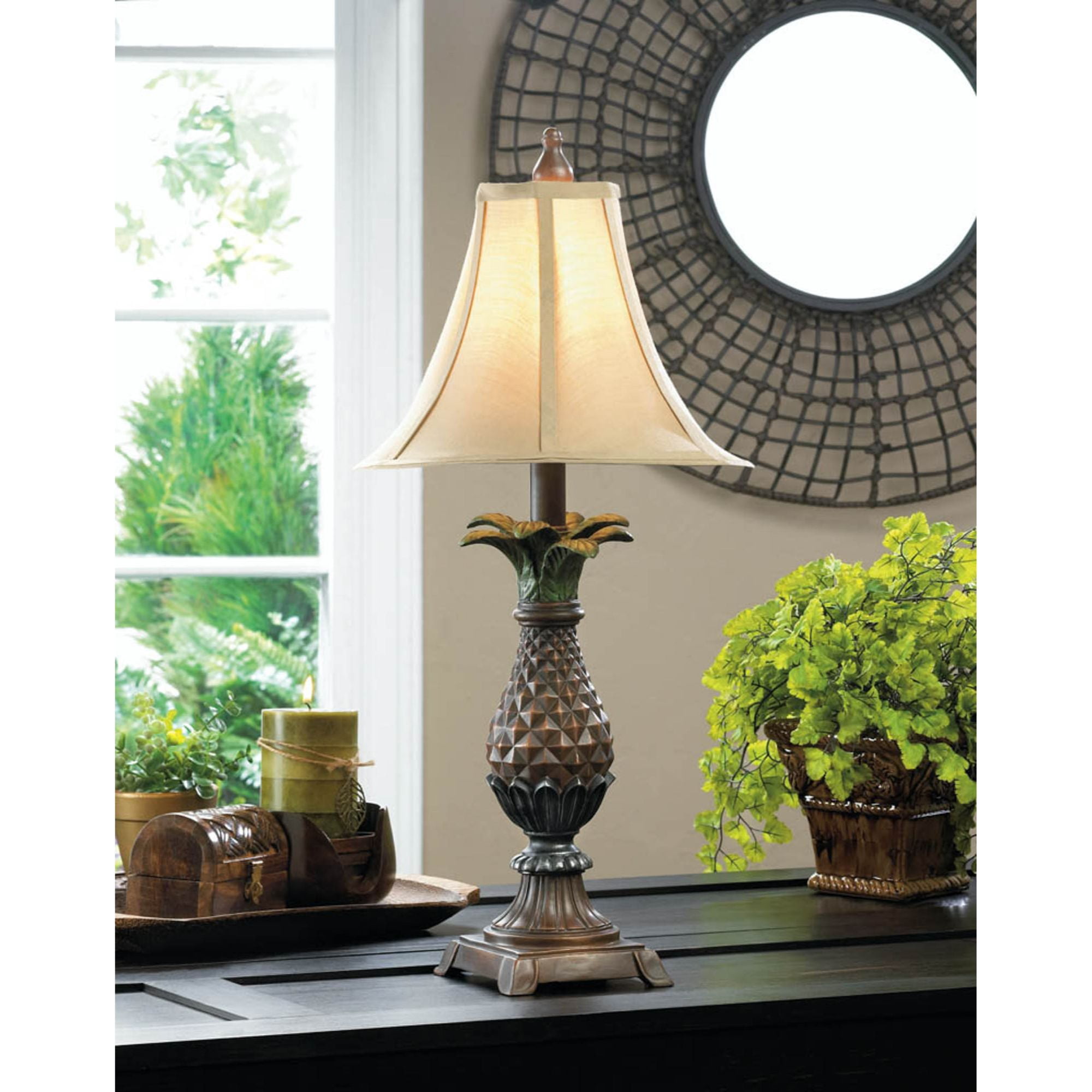 Zingz & Thingz Pineapple Table Lamp - 23.5" - Espresso Brown and Green