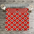 thumbnail image 3 of Ambesonne Prehistoric Country Quilted Bedspread Set 3 Pcs, Stars Dots, Queen Size, Scarlet Navy Blue Cream, 3 of 3