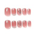 thumbnail image 1 of False Nail Tips Fake Artificial Art DIY Finger Cover Pearl Shining Diamond Nude Pink Japanese Style, 1 of 5