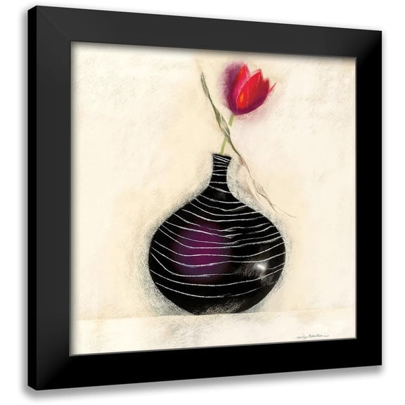 Robertson, Marilyn 12x12 Black Modern Framed Museum Art Print Titled - TULIP IN BLACK VASE I