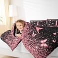 thumbnail image 4 of Homewish Initial T Letter Queen Comforter Set, Black Pink Sequin Print Bedding Sets, Romantic Butterfly Animal Reversible Bedding Comforter Set, Ultra Soft Bedroom Decor, 3pcs, 4 of 8