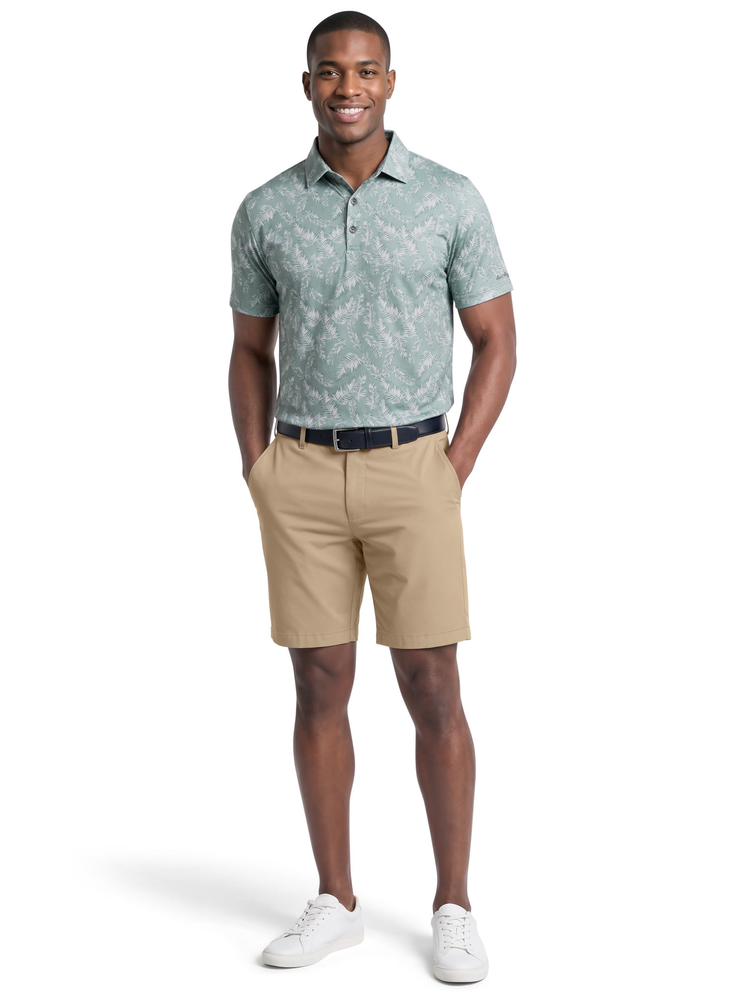 Ben Hogan Performance Men's & Big Men's Fall Leaf Print Short Sleeve Polo Shirt, Sizes S-4XLT