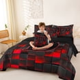 thumbnail image 3 of Erosebridal Girls Boys Neon Lights Futuristic Cubes Twin Bedding Sets 7-Piece,D Letter Monogrammed Black Red Bedding Comforter Set For Kids Teens,Black Reversible, 3 of 6