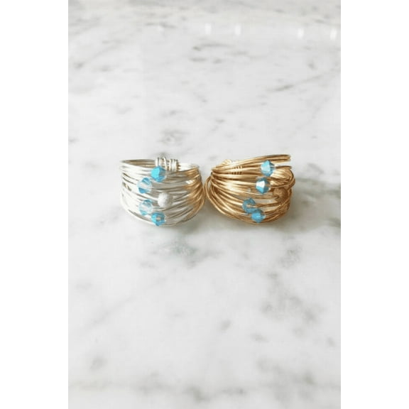 Marcia Ring with Aquamarine AB Swarovski Crystals