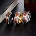 thumbnail image 4 of PAMTIER Men's Women's Stainless Steel 8mm Creative Wood Grain Inlay Ring with Cubic Ziconia Black Size 7, 4 of 5