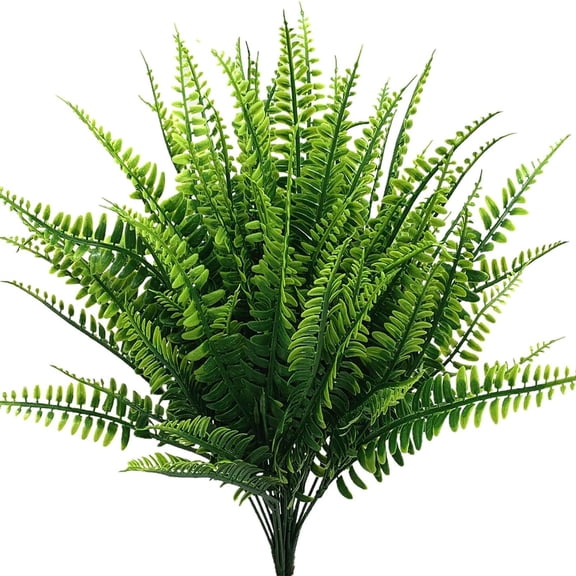 1-Piece Mini Artificial Boston Fern Bush, Realistic Faux Greenery Plant Bundle for Outdoor Garden, Porch, Home Office Desk, and Farmhouse Patio Decor