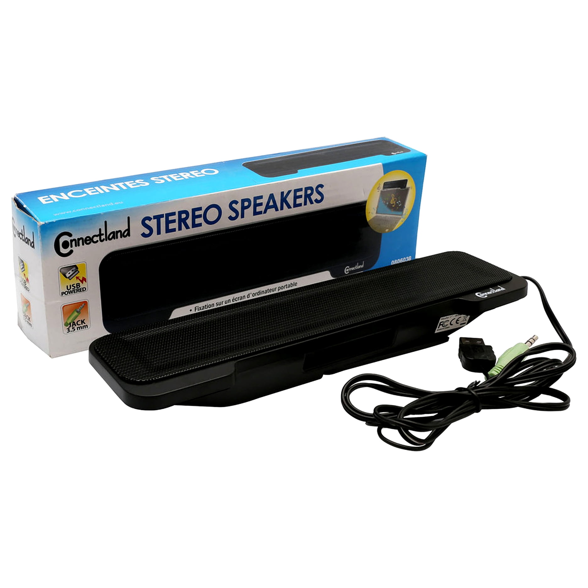 Connectland 1486-CL-SPK20138 USB Computer Speakers with Sound Bar Speaker System, Black