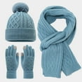 thumbnail image 4 of HNMKIU Winter Warm Lined Knitted Scarf Hat for Adults Cold Weather Outdoor Activities winter hat Unisex for Daily Use 03_Blue,One Size, 4 of 9