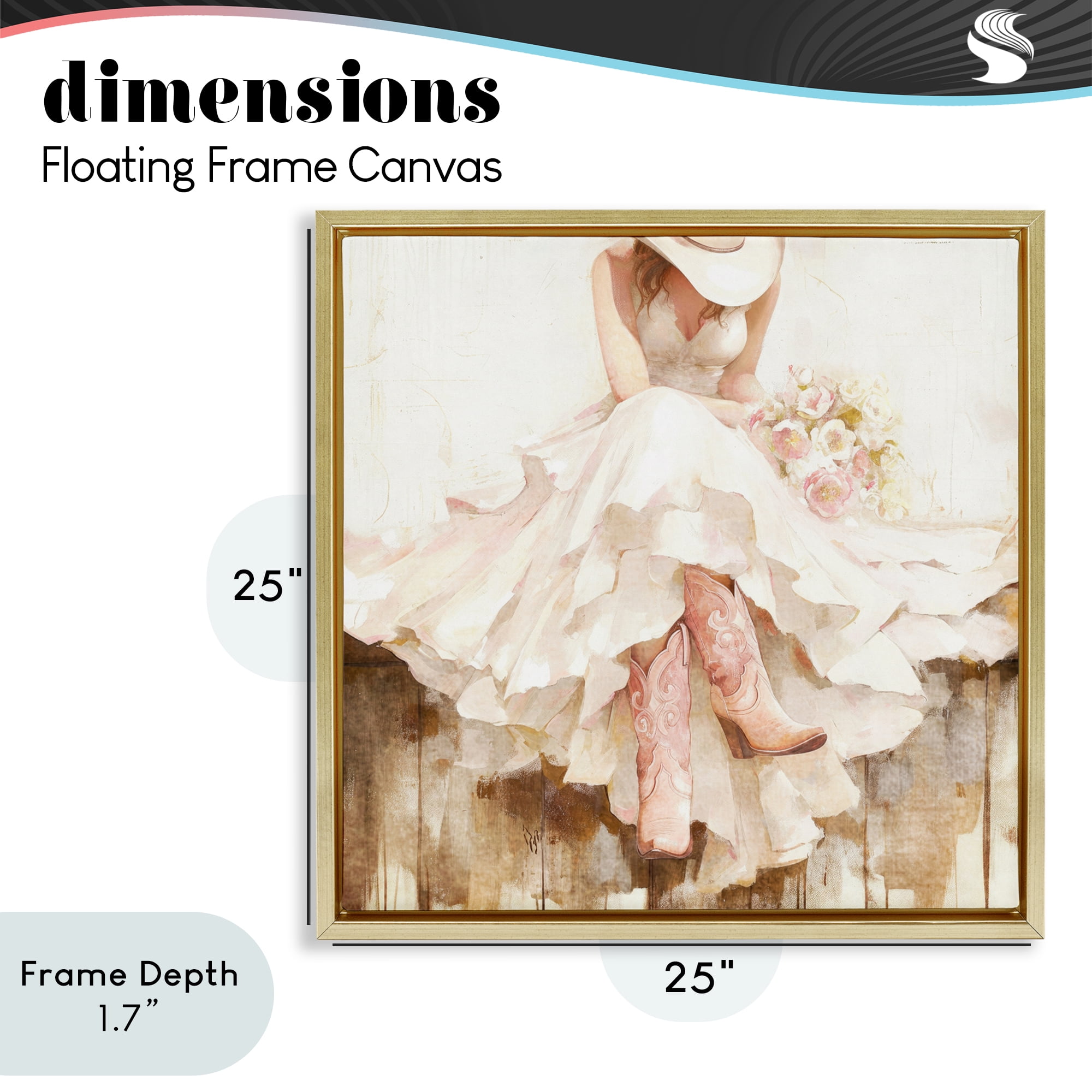 Stupell Industries Cowgirl On The Fence Gold Framed Floater Canvas Wall Art, design by Tina LeCour