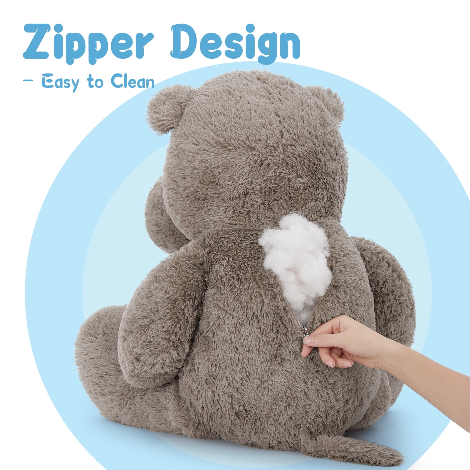 MaoGoLan Giant Hippopotamus Stuffed Animals 36" Gray Oversized Stuffed Hippo Toy Hippo Plush Toy