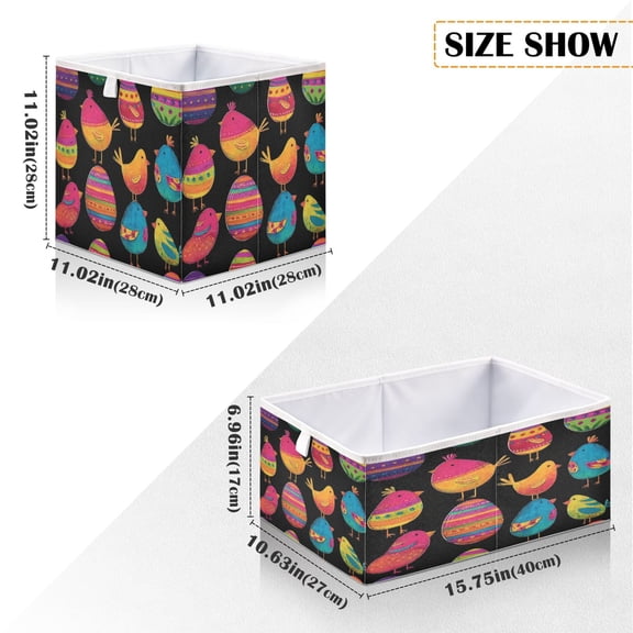 Iauyy Foldable Home Closet Storage Bins - Waterproof 300D Oxford Cube Baskets with Handles for Clothing Storage Books, Easter Eggs and Birds