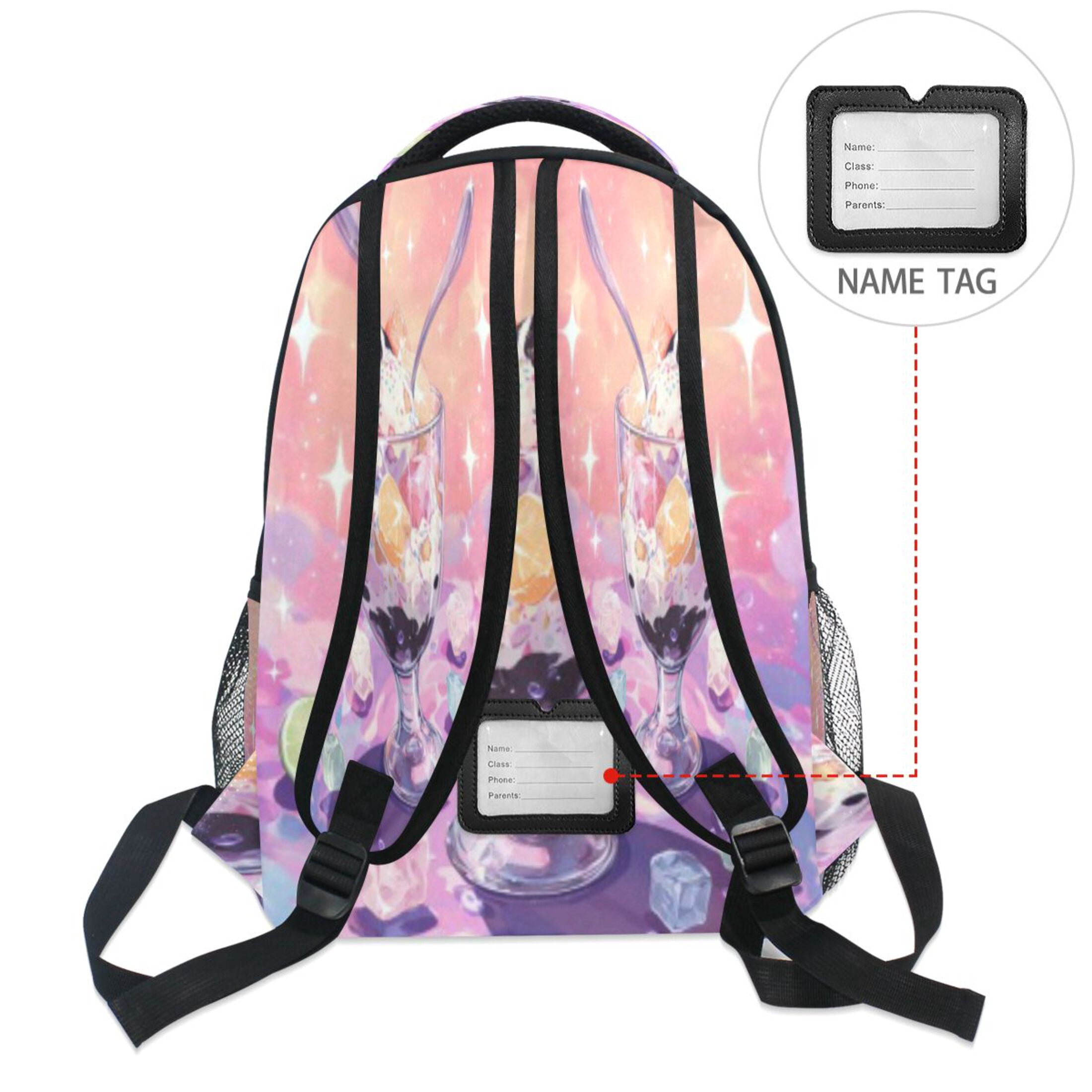 DIXRUYEE Backpack Schoolbag Cat Dessert Parfait Pattern 15L/18L 2-SIZE