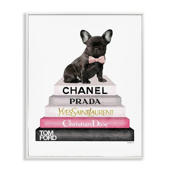 Stupell Industries Book Stack Fashion French Bulldog, 24 x 30,Design by Amanda Greenwood