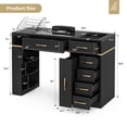 thumbnail image 2 of Manicure Table for Nail Tech, Glass Top Nail Desk w/Electric Dust Collector,  Beauty Workstation w/ 7 Drawers & Shelves (Black), 2 of 9