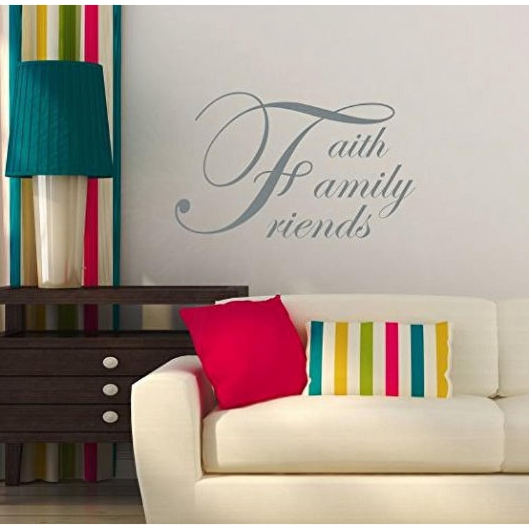 Autocollant Mural Décoratif "FAITH FAMILY FRIENDS" - Lettrage Moderne, Décoration Intérieure