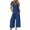 Blue, variant on Valentines Day SEMPAI Women'S Solid Color Short-Sleeved Casual Wide-Leg Jumpsuit With Button Pockets Up to 65% off
