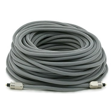 Monoprice Digital Optical Audio Cable - 100 Feet - Gray | Premium S/PDIF (Toslink) Heavy Duty Mesh Jacket, Metal Connector Heads, for Play Station, Xbox one, Home Theater & More