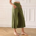 thumbnail image 4 of JGGSPWM Capri Pants for Women Low Rise Wide Leg Yoga Capris Summer Cute Going Out Flowy Pants Loungewear Trendy Streetwear Green S, 4 of 4
