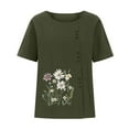 thumbnail image 4 of iHengLiXing Plus Size Spring Tops for Women 2025 Dressy Casual Women Casual And Linen Top Printed Short Sleeve Button Tunic T-shirt Blouse Green XXXXL, 4 of 5