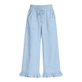 thumbnail image 7 of Hurxie Women's Linen Wide Leg Pants Drawstring Ruffle Hem Trousers | Casual Drawstring Palazzo Pants, Lightweight Breathable, loose fit,Summer Beach Vacation Ready Light Blue,S, 7 of 7