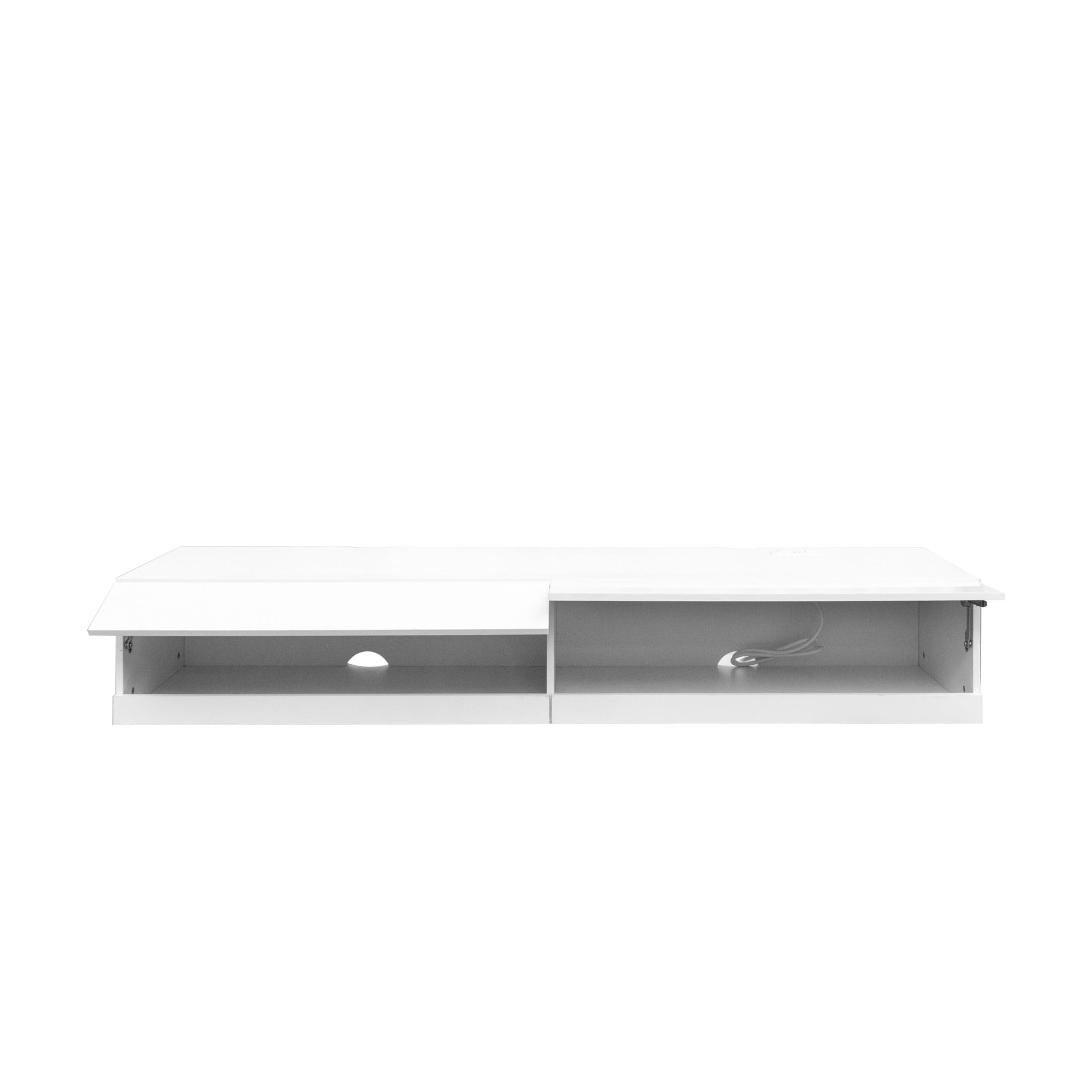 Noble House Elen 70.9" Floating TV Stand for up to 80" TVs, 20-Color LED with Remote, Charging Station, White