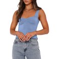 thumbnail image 1 of Camisola sin mangas para mujer Sexy Low Cut Skinny Camisa sin mangas Basic Slim Tee Streetwear, 1 of 5