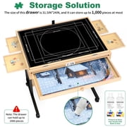 QDKGH Wooden Puzzle Table with Drawers for 1500 Piece Puzzles Adjustable Height Felt Surface Lockable Wheels 1 Pack 33.8x 25.55 Inch