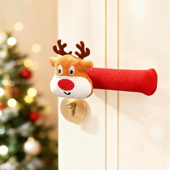 Cubiertas Para Manijas De Puerta Navideñas De Poliéster Rojo De 18.5x5.5x3cm 1 Pieza De Decoración Festiva Para Puertas Con Ajuste Seguro Y Diseño Reutilizable Para Manijas De Hogar Y Gabinetes Rkxzt