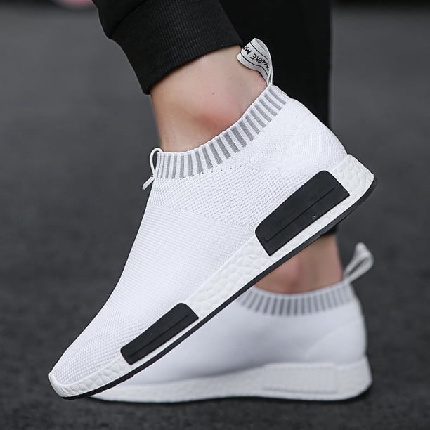 Zapatos para hombre, calcetines transpirables, zapatos de tabla, zapatos deportivos casuales de tejido volador de moda para hombre, zapatos de malla para estudiantes de estilo coreano para hombre