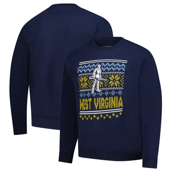 Men's  Navy West Virginia Mountaineers Holiday Fleece Sweatshirt