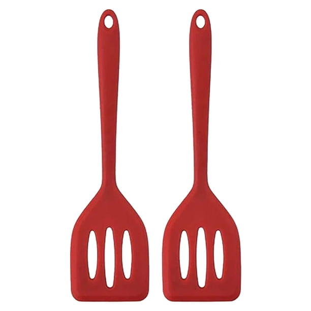 2 piezas de espátula pequeña de silicona con ranura para calor, adecuada para pescado, huevos, tortitas, etc.